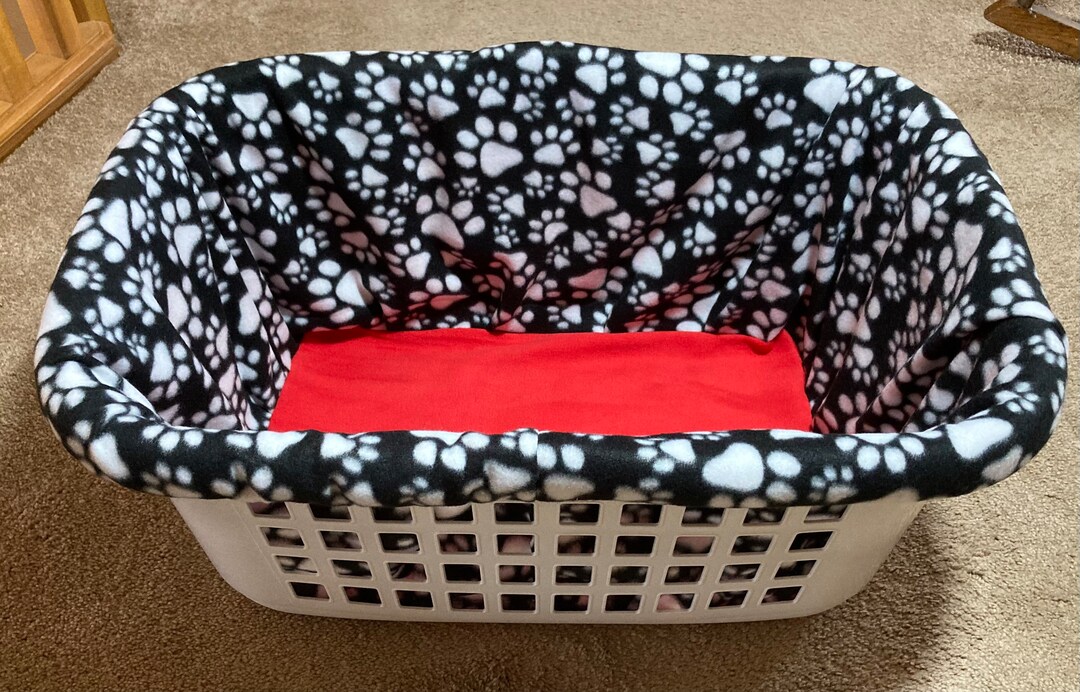 Whelping Laundry Basket Liner ONLY for Litters Black and White Paws