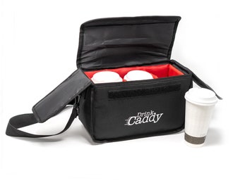 Insulated Portable Drink Carrier Reusable Coffee Cup Holder with Shoulder Straps Perfect for Food Delivery and Takeout