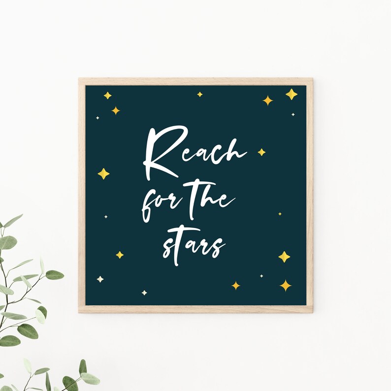 Reach For The Stars Print Nursery Prints Kids Room Poster | Etsy