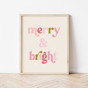 Merry and Bright Print, Colorful Christmas Print, Christmas Printable, Holiday Wall Art, Kids Christmas *DIGITAL DOWNLOAD*
