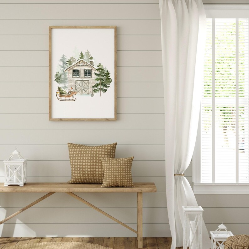 Winter Barn Printable Holiday Wall Art Winter Wonderland - Etsy