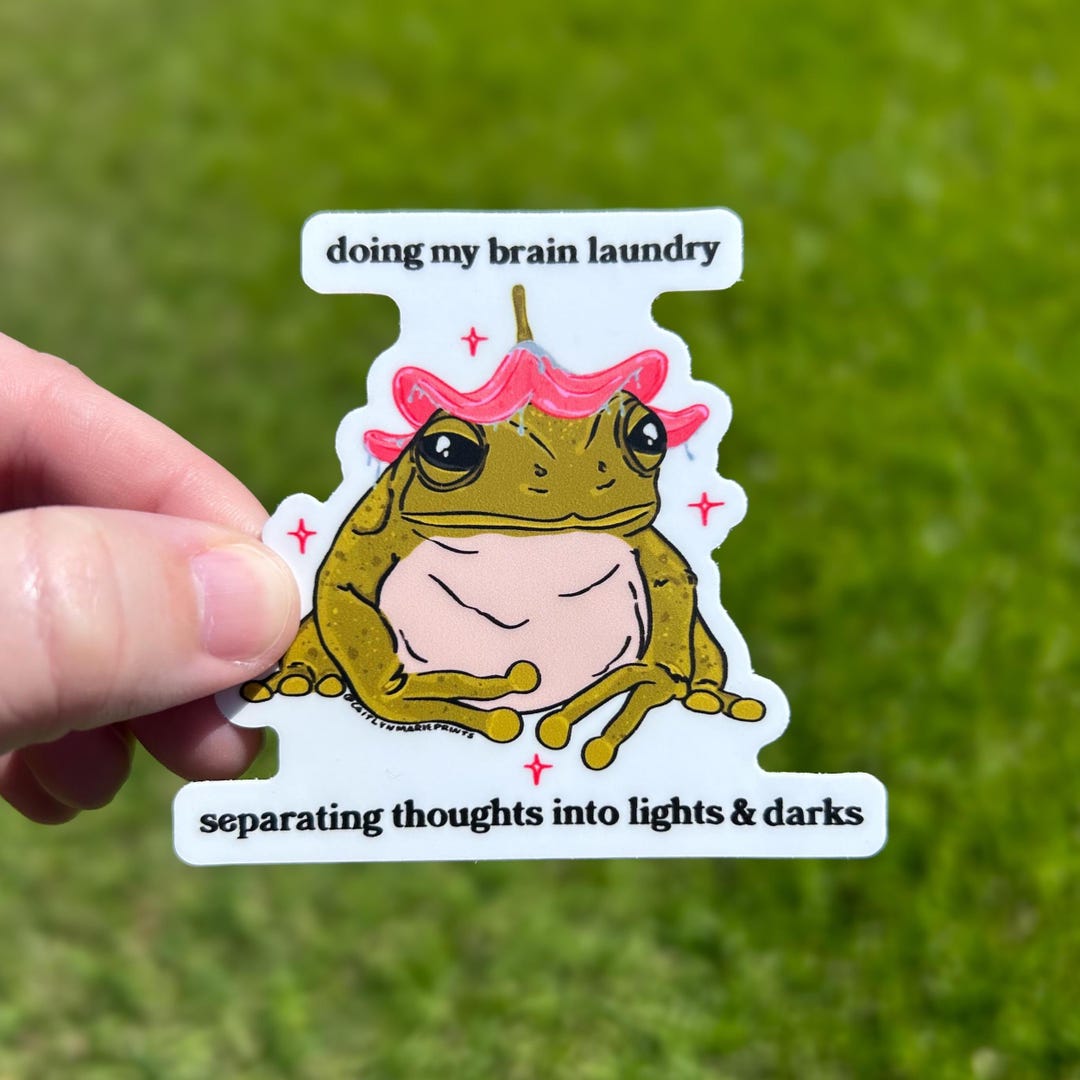Flower Frog Sticker, Funny Frog Sticker, Doing My Brain Laundry Sticker ...