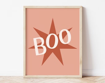 Retro Halloween Print, Boo Printable, Spooky Wall Art, Retro Prints, Halloween Print *DIGITAL DOWNLOAD*