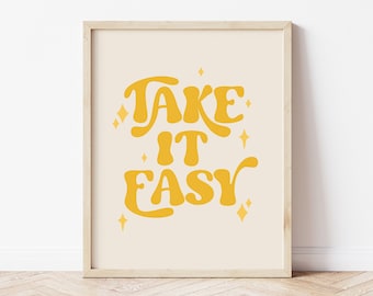 Take It Easy Print, Boho Playroom Prints, Kids Prints, Nursery Wall Art, Groovy Prints, Kids Room Print *DIGITAL DOWNLOAD*