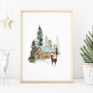 Winter Wonderland Print, Holiday Wall Art, Christmas Printable, Winter Forest Print, Watercolor Christmas *DIGITAL DOWNLOAD*