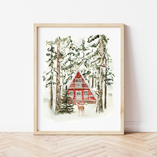 Winter Forest Print, Holiday Wall Art, Christmas Printable, Christmas Tree Print, Winter Prints *DIGITAL DOWNLOAD*