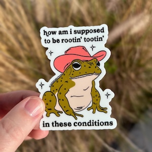 Rootin Tootin Cowboy Toad Sticker, Funny Frog Art, Weatherproof Vinyl