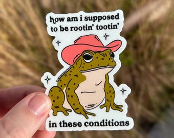 Rootin Tootin Cowboy Toad Sticker, Funny Frog Art, Weatherproof Vinyl
