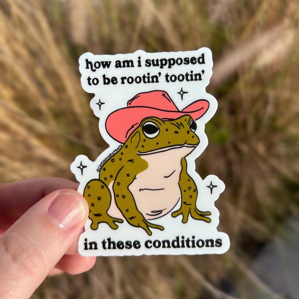 Rootin Tootin Cowboy Toad Sticker, Funny Frog Art, Weatherproof Vinyl
