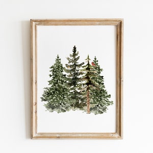 Winter Pines Print, Holiday Wall Art, Christmas Trees Print, Farmhouse Winter Decor, Christmas Wall Art *DIGITAL DOWNLOAD*