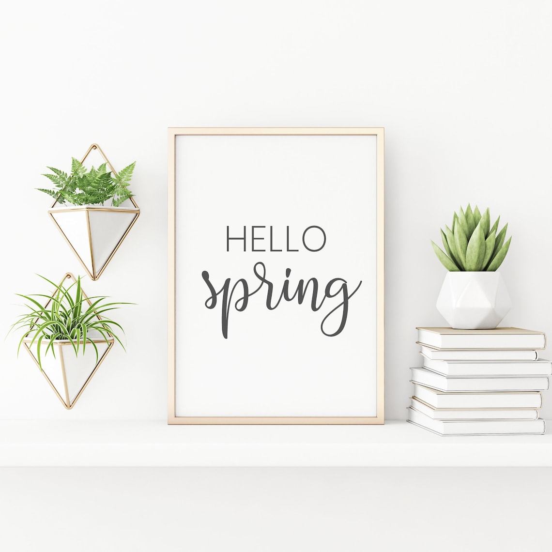 Hello Spring Print Typography Printables Hello Spring Wall Etsy