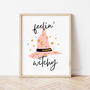 Feelin Witchy Print, Cute Halloween Print, Kids Halloween, Boho Halloween, Girls Room Decor *DIGITAL DOWNLOAD*