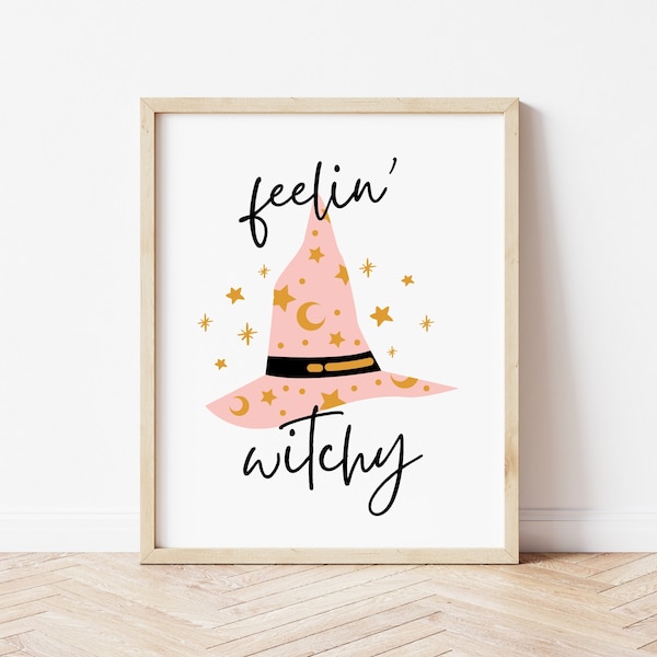 Feelin Witchy Print, Cute Halloween Print, Kids Halloween, Boho Halloween, Girls Room Decor *DIGITAL DOWNLOAD*