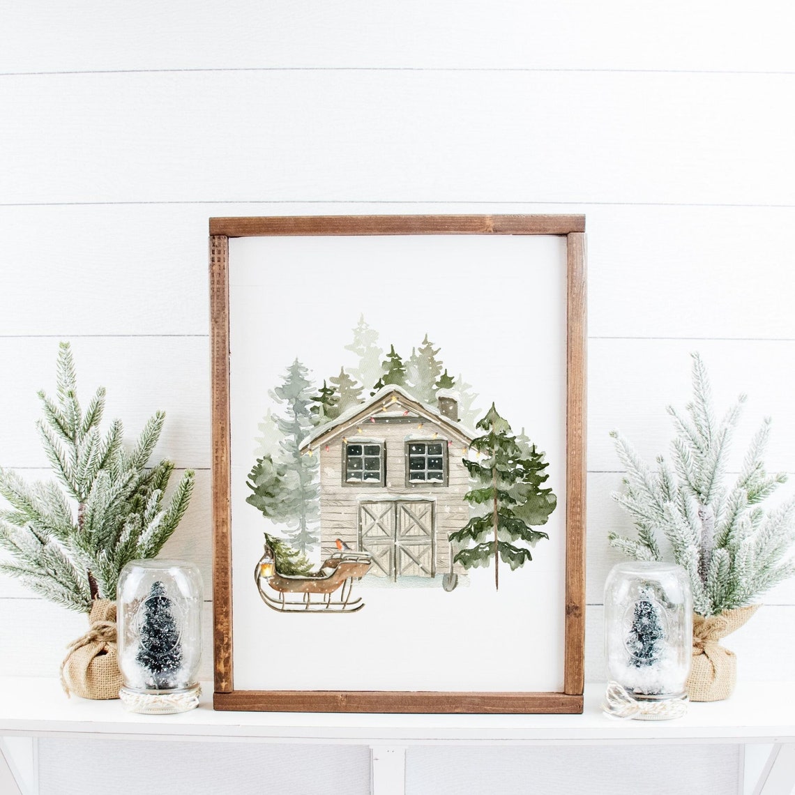 Winter Barn Printable Holiday Wall Art Winter Wonderland - Etsy