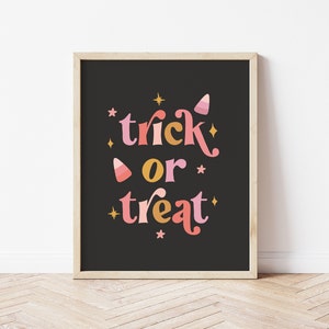 Trick or Treat Print, Boho Halloween Print, Candy Corn Print, Halloween Prints, Kids Halloween Print, Whimsy Halloween *DIGITAL DOWNLOAD*