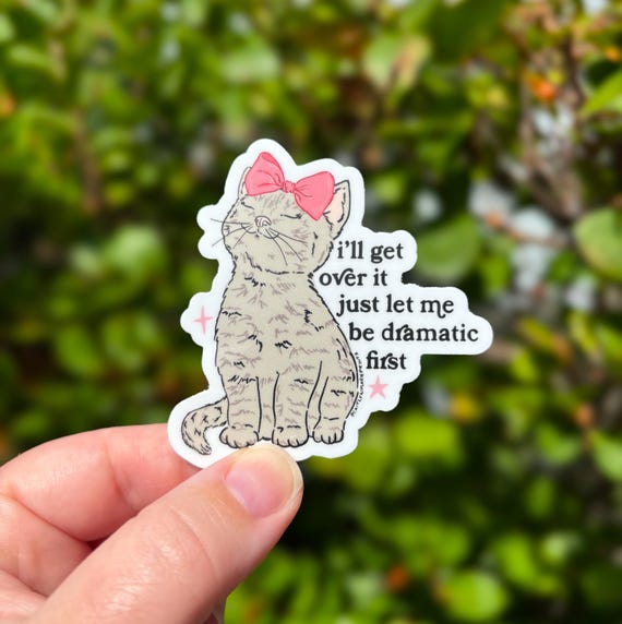 Dramatic Cat Sticker, Funny Meme Gifts, Weatherproof Vinyl