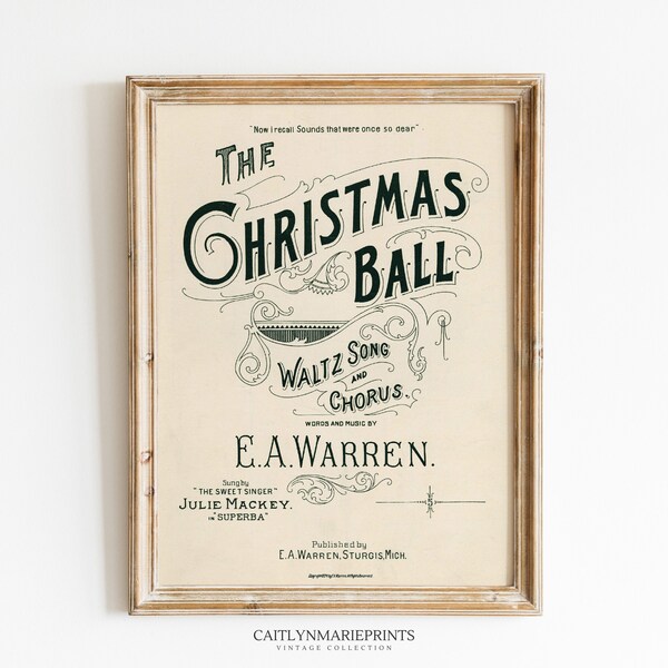 The Christmas Ball Print, Vintage Christmas Print, Farmhouse Christmas, Holiday Wall Art, Winter Prints *DIGITAL DOWNLOAD*