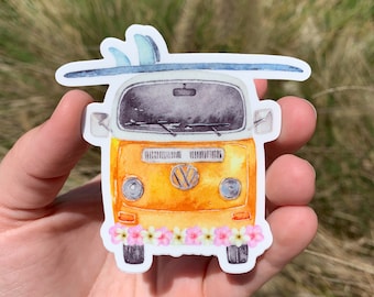 Surf Van Sticker, Beach Stickers, Groovy Van Sticker, Water Bottle Sticker *WEATHERPROOF*