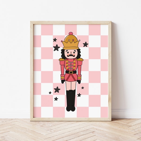 Nutcracker Print, Christmas Printable, Checkered Christmas Prints, Christmas Nutcracker, Holiday Wall Art *DIGITAL DOWNLOAD*