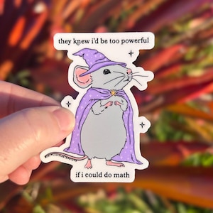 Wizard Mouse Sticker, Funny Animal Sticker, If I Could Do Math, Vinyl Weatherproof