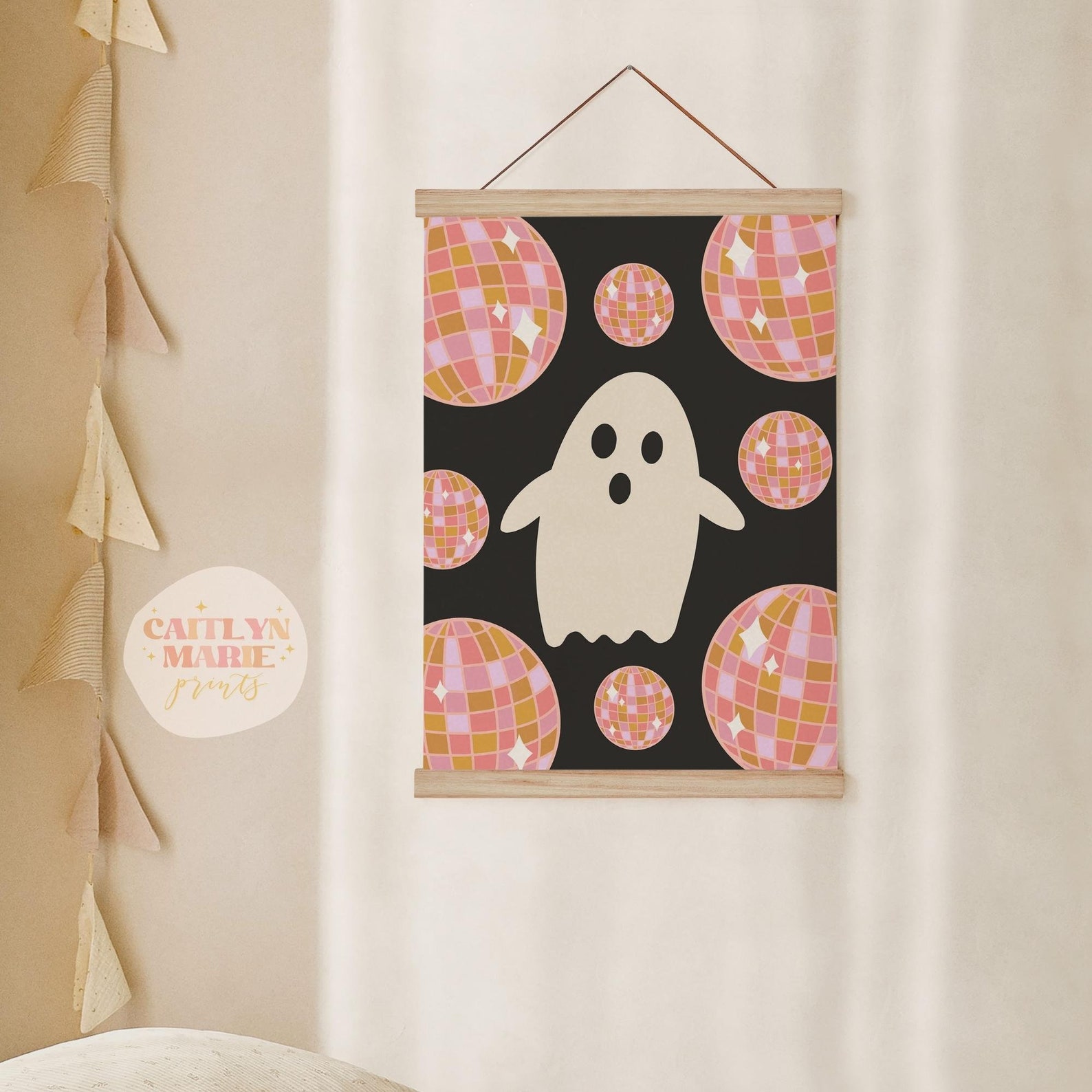 Disco Ghost Print Groovy Halloween Prints Disco Halloween Etsy