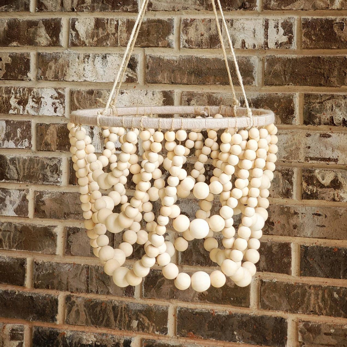 Wood bead chandelier without light Etsy