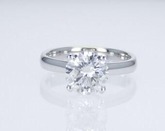 2 carat diamond solitaire engagement  ring  14K white gold , Personalized jewelry