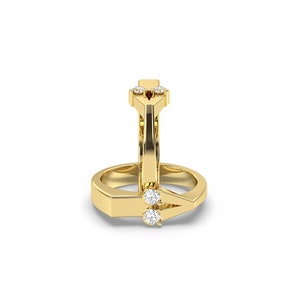 Diamond Gold Ring, Unique Model Diamond Ring, 14K/18K Solid Gold Ring, Round Cut Natural Diamonds, Dainty Diamond Ring, Gift For Her