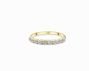 9 Diamonds anniversary classic gold ring, Diamond eternity ring, Eternity band, Personalized jewelry