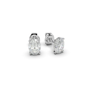 Lab-grown Diamond Earrings, Solitaire Lab  Diamond Stud Earrings, Elegant Stud Earrings Oval Cut Diamond Earrings, Gift For Women