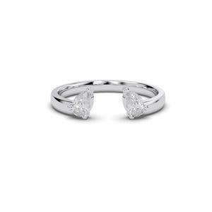 Open  Lab Diamond Ring, Dual Open Cuff Diamond Ring, Pear Cut Diamond Ring, Gift For Women, 14K Gold Ring, Unique Lab Diamond Ring For Her