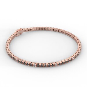 Im Labor gewachsener Diamant-Tennis-Armband, schwarze Diamanten und Lab-Diamant-Tennis-Armband, Tennis-Armband, zierliches 14k Massivgold-Armband