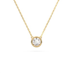 Diamond Solitaire Necklace, Bezel Set Diamond Pendant, Dainty Gold Diamond Necklace, Round Cut Diamond, 14k  Solid Gold, Gift For Women