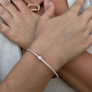 Lab Diamond & Gold Bracelet, Lab Diamond Bangle 14K/18K Solid Gold Bracelet, Lab Diamond Dainty jewelry,  Stackable Gold Bracelet