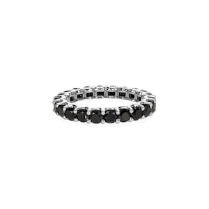 Anillo de diamantes negros, anillo de eternidad completo, banda de diamantes negros, oro macizo de 14 quilates/18 quilates, joyería delicada, regalo único para ella, regalo para mujer