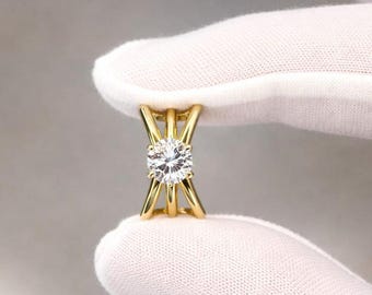 Diamond Engagement Ring Split Shank Round Cut Natural Diamond Solid Gold/Platinum