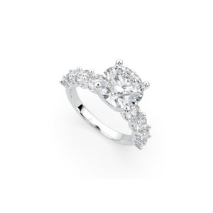 Lab-grown Diamond Engagement Ring, Round Cut Diamond Ring, Multi Diamond Ring, Lab Diamond Ring, 14K Gold Ring, Proposal Ring For Her