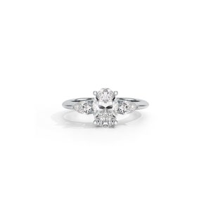 Lab-grown Diamonds Three-stone Engagement Ring, Oval Cut & Pear Cut Diamonds, Proposal Diamond Ring, Unique Three-stone Ring, Promise Ring