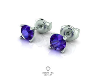 Blue Sapphire  stud earrings, Personalized jewelry