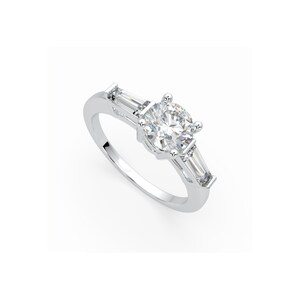 Lab-grown Diamonds Three-Stone Ring, Three-Stone Lab Diamond Engagement Ring, 14K Gold Engagement Ring, Proposal Ring, Promise Ring For Her