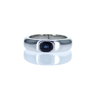 Sapphire Men's Gold Ring, 14K White Gold Ring, Gemstone Band, Man's Wedding Band, Ring For Him, Gift For Him