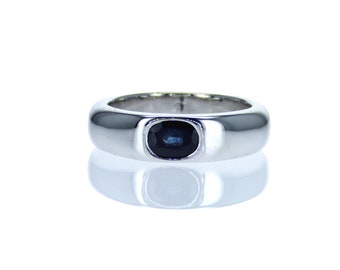 Mens Wedding Band Sapphire Gemstone  14K/18K Gold Ring