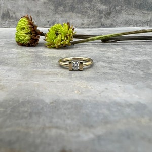 Gold And Diamond Ring, 14K Solid Gold, Minimalist Diamond Ring, Unique diamond ring,  Solitaire Diamond Ring, Gift for women