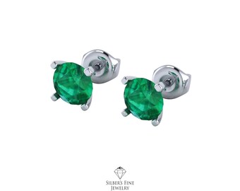 Green Emerald  Gemstone  Stud earrings,  Personalized jewelry