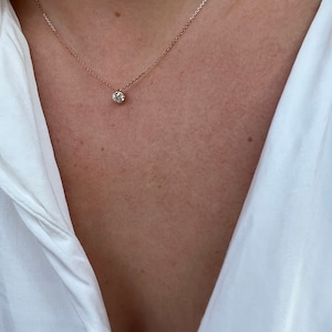Solitaire Lab Diamond Pendant, 0.50 CT Diamond Necklace 14k Gold, Round Cut Diamond Necklace, Lab Diamond Pendant, Perfect Gift For Her