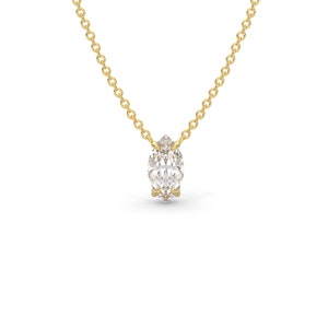 Lab-grown Marquise-Cut Solitaire Pendant Necklace,  Diamond Necklace For Women, 14k Solid Gold Necklace, Bridal Jewelry, Christmas Gift