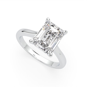 Emerald Diamond Engagement Ring, Solitaire Diamond Ring 14K Gold, Promise Ring For Women, Natural Diamond Ring, Bridal Ring, Wedding Ring