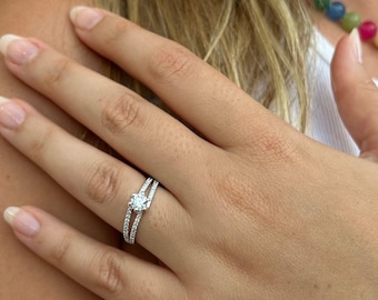 Split Shank Lab Grown Round Cut Diamond Engagement Ring  14K/18K Solid Gold/Platinum