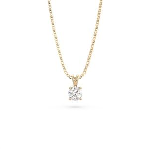 Solitaire Diamond Pendant, Round Cut Diamond Pendant, 14k Gold Diamond Necklace, Natural Diamond Pendant, Dainty Jewelry, Wedding Gift