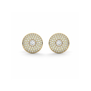 Triple Halo Stud Earrings, Diamond Stud Earring, Halo Stud Earrings, Natural Diamond Earrings, 14K Yellow  Gold Earrings, Gift For Her